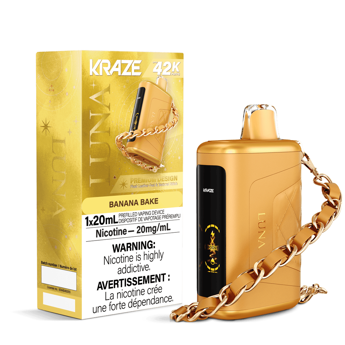 Kraze Luna 42K Banana Bake 20mg disposable (Provincial)