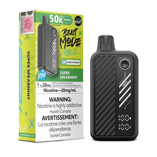 Flavour Beast Mode Max2 50k Super Spearmint Iced 20mg disposable (Provincial)
