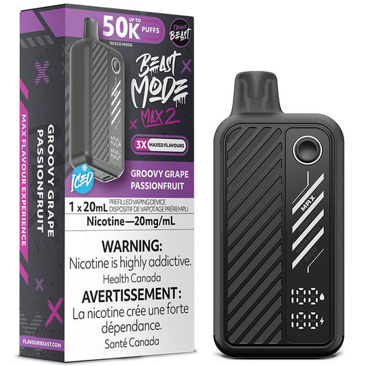 Flavour Beast Mode Max2 50k Groovy Grape Passionfruit Iced 20mg disposable (Provincial)