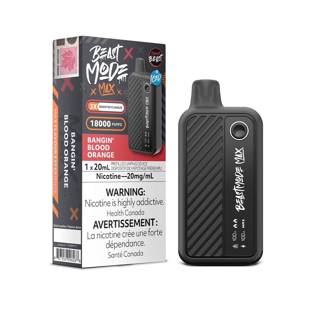 Flavour Beast Mode Max2 50k Bangin Blood Orange Iced 20mg disposable (Provincial)