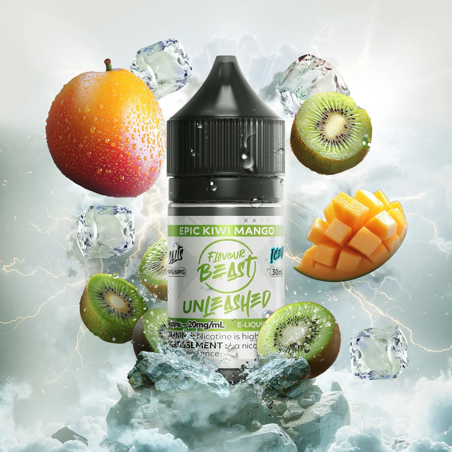 Flavour Beast E-liquid Unleashed Epic Kiwi Mango Iced  20mg/30ml (Provincial)