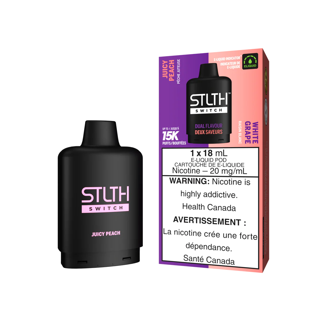 Stlth Loop Switch 15K (Dual pod) Juicy Peach & White Grape 20mg (Provincial)