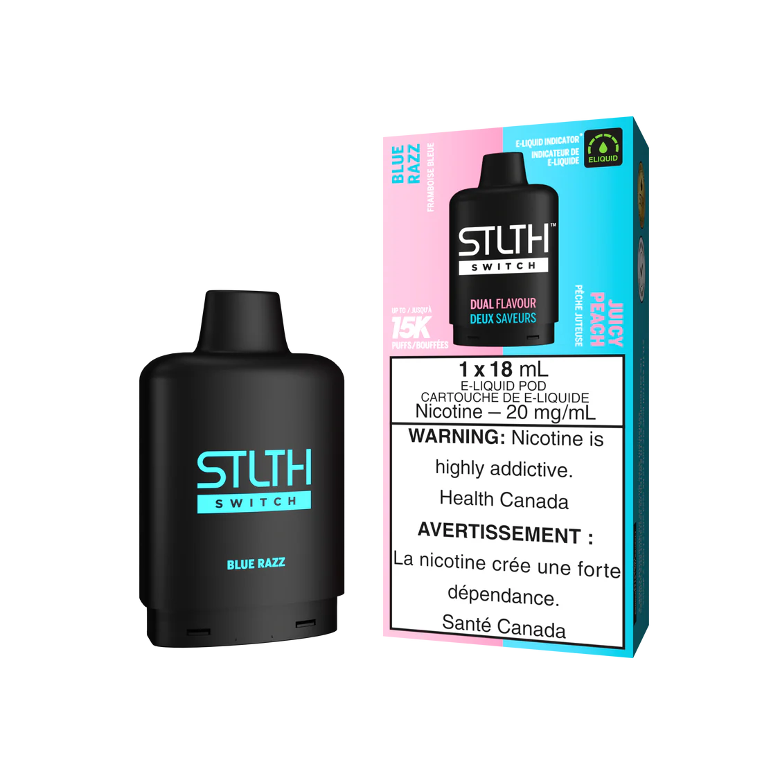 Stlth Loop Switch 15K (Dual pod) Blue Razz & Juicy Peach 20mg (Provincial)