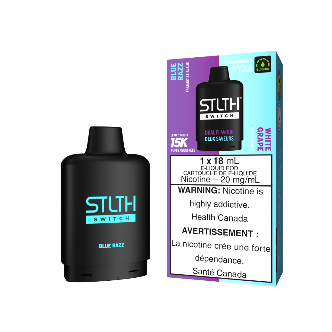 Stlth Loop Switch 15K (Dual pod) Blue Razz & White Grape 20mg (Provincial)