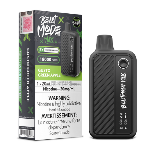 Flavour Beast Mode Max 18k Gusto Green Apple 20mg disposable (Provincial)