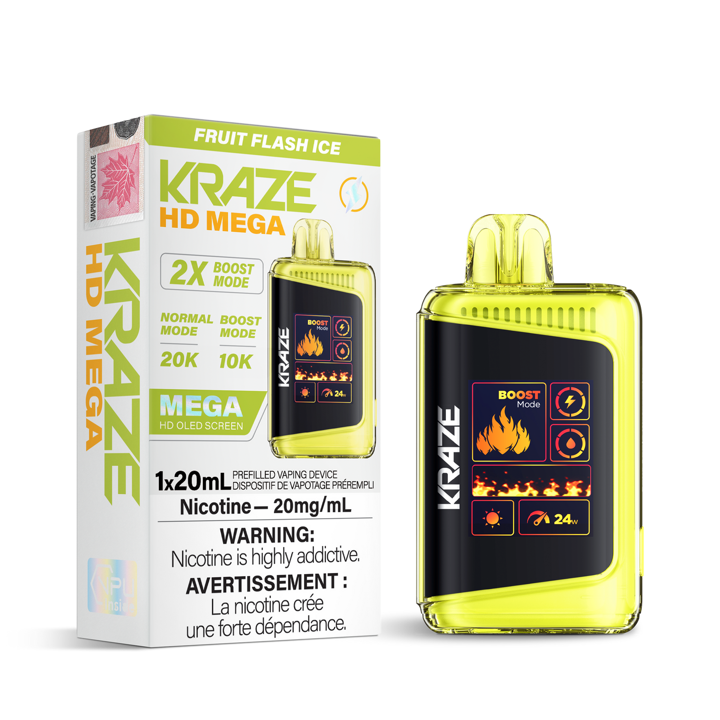 Kraze HD Mega 20K Fruit flash ice 20mg/mL disposable (Provincial)