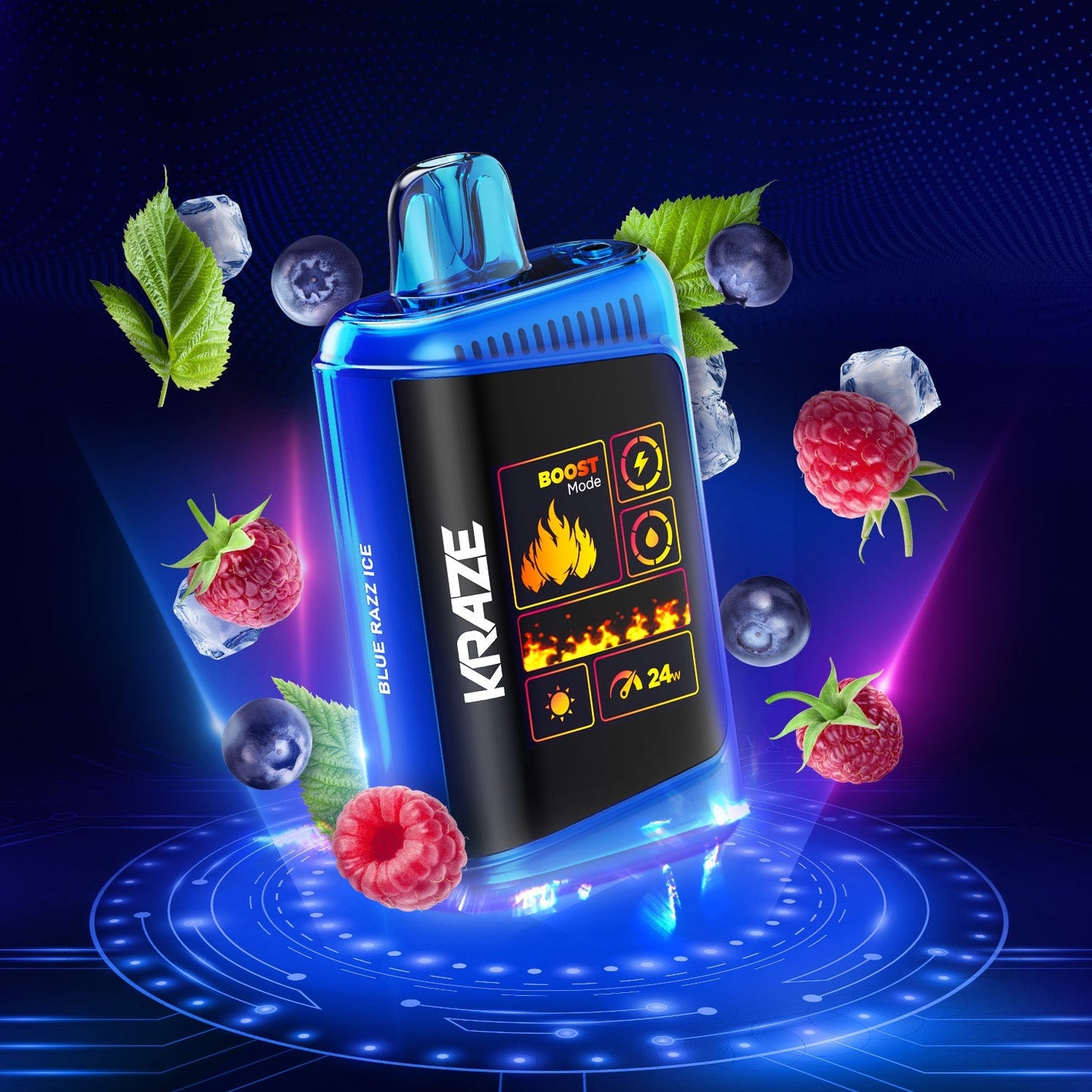 Kraze HD Mega 20K Blue Razz Ice 20mg/mL disposable (Provincial)