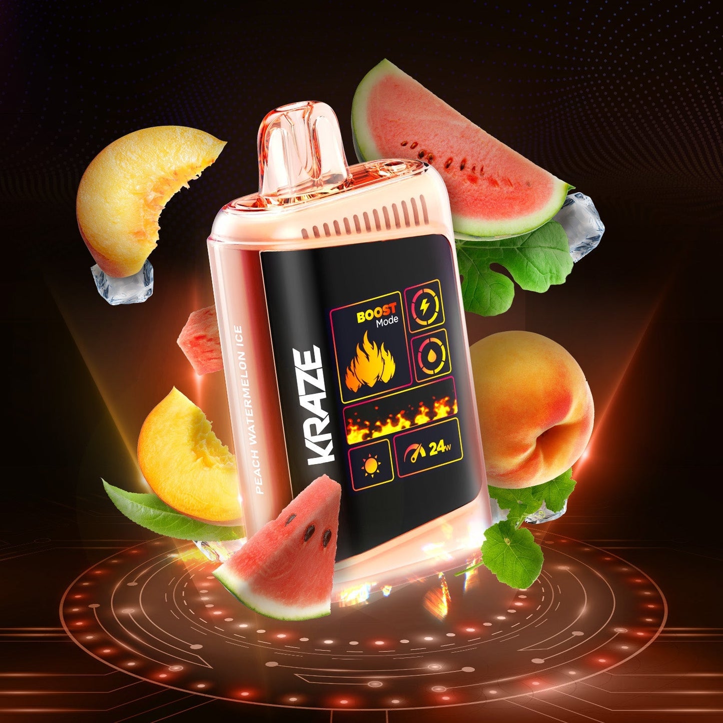 Kraze HD Mega 20K Peach Watermelon Ice 20mg/mL disposable (Provincial)