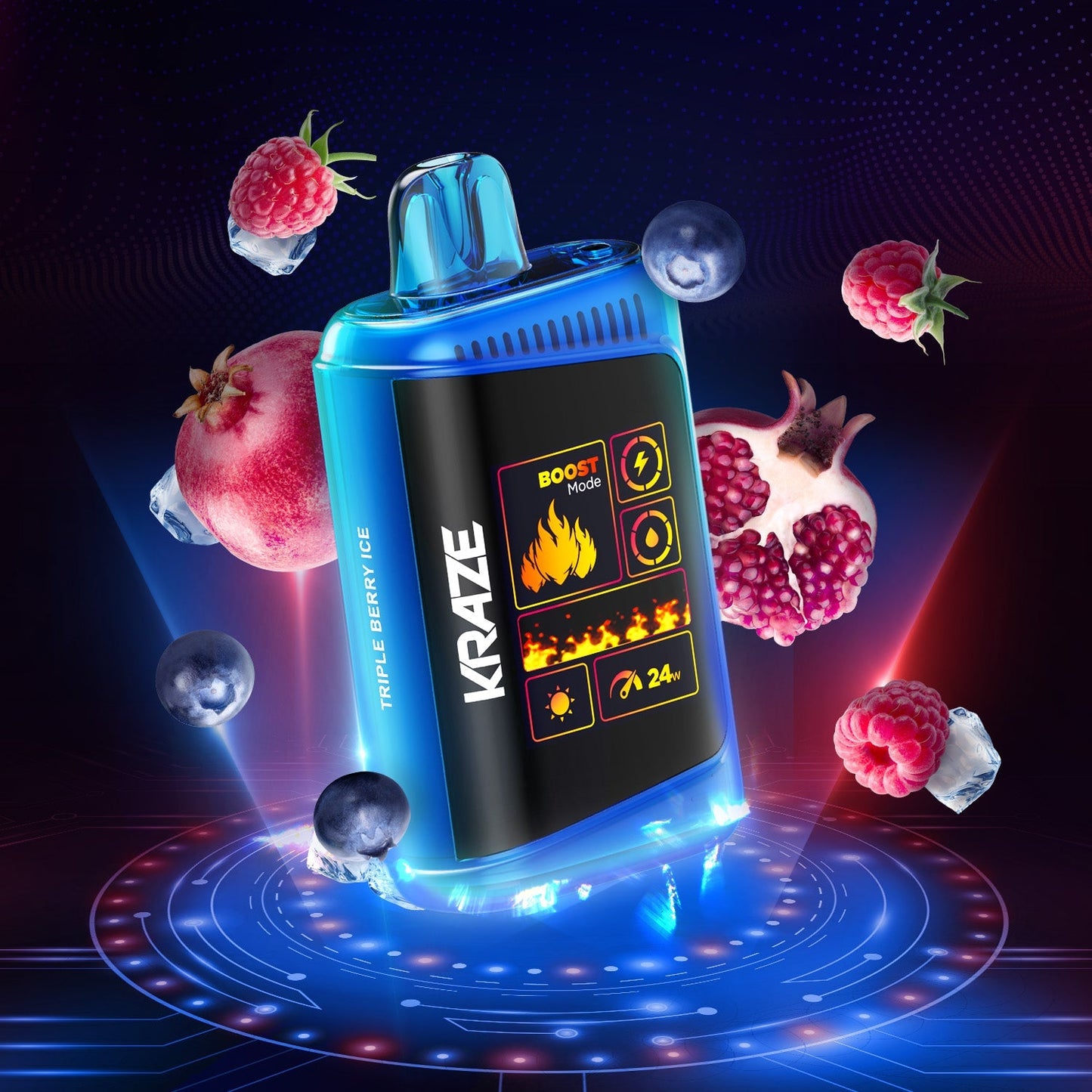 Kraze HD Mega 20K Triple Berry Ice 20mg disposable (Provincial)
