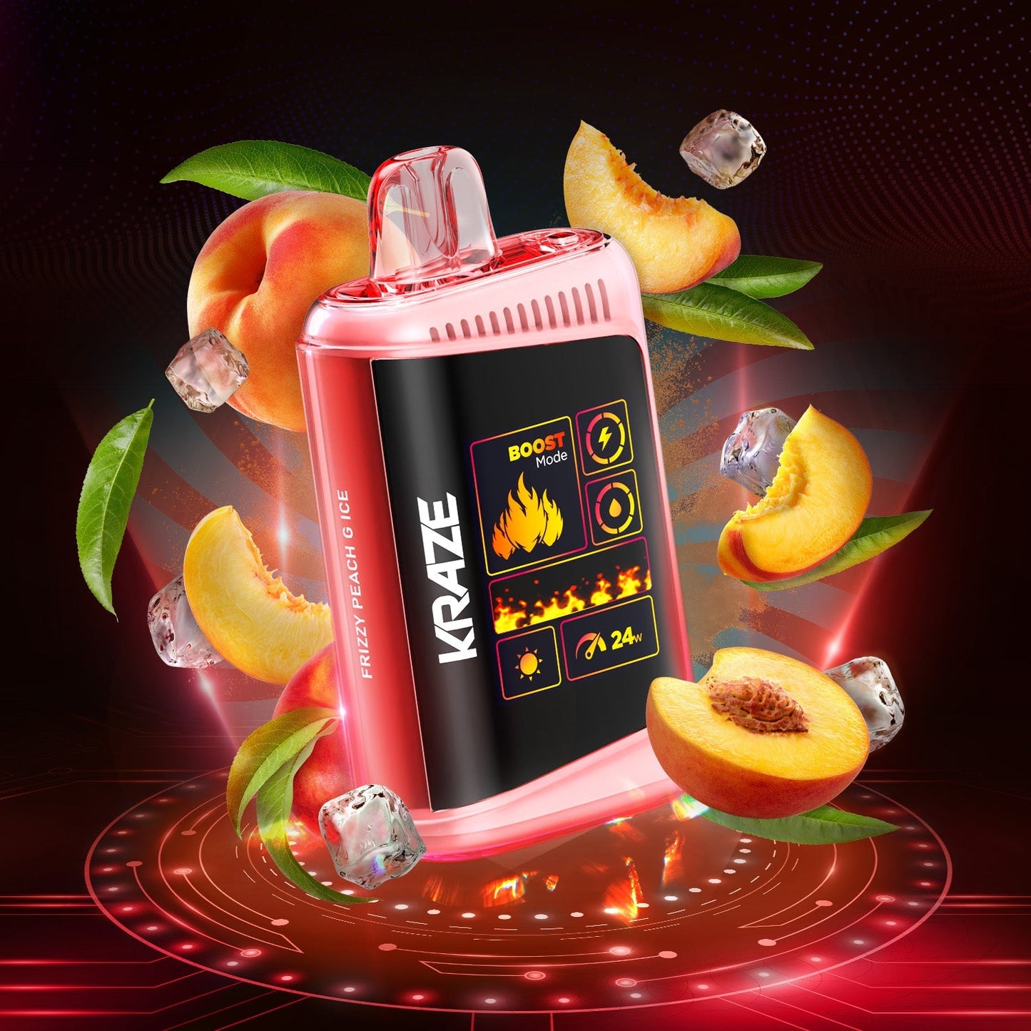 Kraze HD Mega 20K Frizzy Peach G Ice 20mg disposable (Provincial)