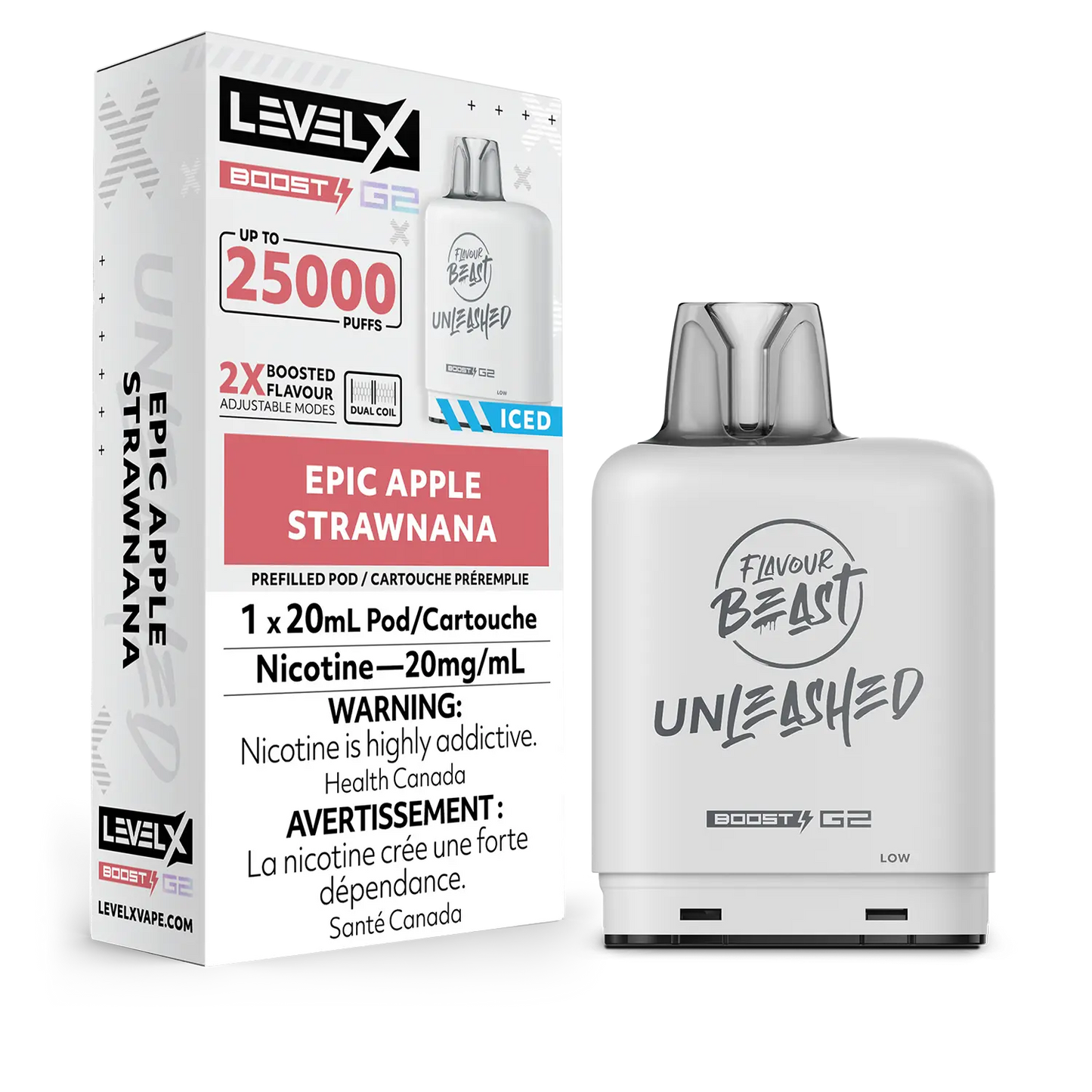 Flavour Beast Unleashed LevelX Boost Pod G2 25K Epic Apple Strawnana Iced 20mg  (Provincial)