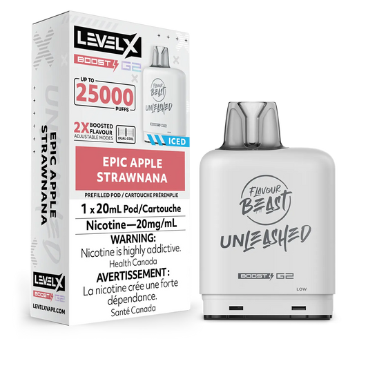 Flavour Beast Unleashed LevelX Boost Pod G2 25K Epic Apple Strawnana Iced 20mg  (Provincial)