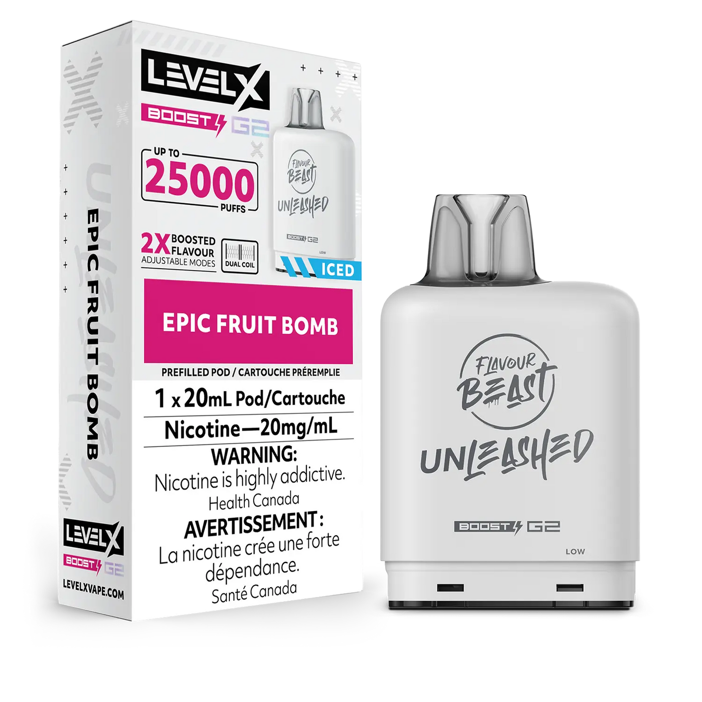 Flavour Beast Unleashed LevelX Boost Pod G2 25K Epic Fruit Bomb Iced 20mg (Provincial)