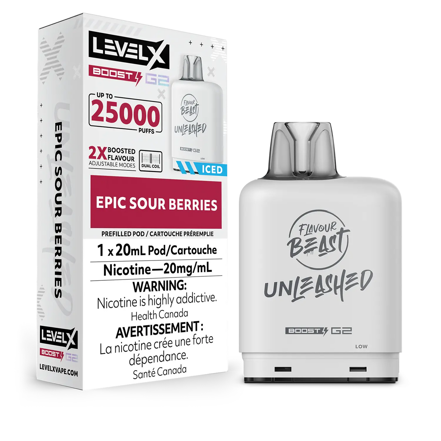 Flavour Beast Unleashed LevelX Boost Pod G2 25K Epic Sour Berries Iced 20mg  (Provincial)