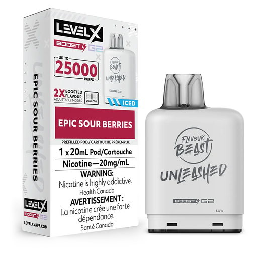 Flavour Beast Unleashed LevelX Boost Pod G2 25K Epic Sour Berries Iced 20mg  (Provincial)