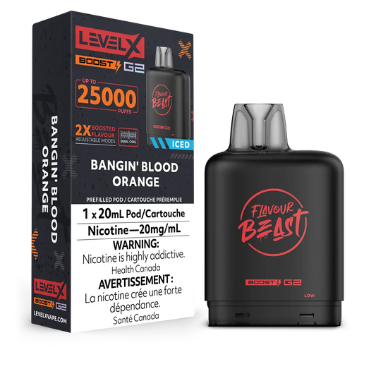 Flavour Beast LevelX Boost Pod G2 25K Bangin’ Blood Orange Iced 20mg( Provincial)